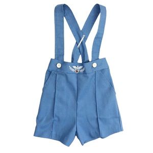 Vintage Tiny Tots Original Suspender Eagle Shorts Shortalls Blue Size 2